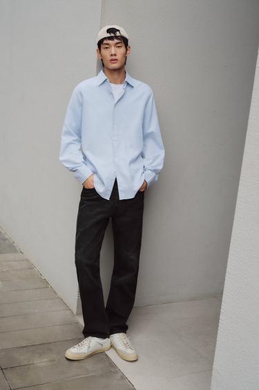 Zara EASY CARE 系列紋理襯衫 - 天藍色