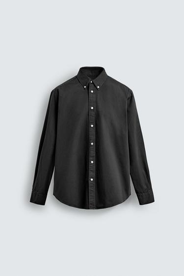 CAMISA REGULAR FIT ALGODÓN - Gris oscuro de Zara