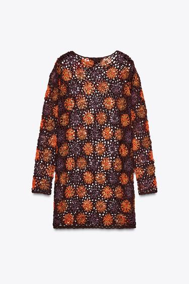 ROBE MINI EN MAILLE CROCHET - Marron de Zara - Image 6