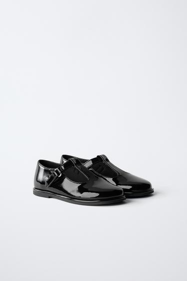Zara PATENT T-BAR SHOES - Black