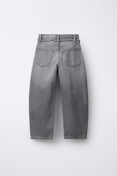 JEAN BARREL AVEC CEINTURE - Gris de Zara - Image 1