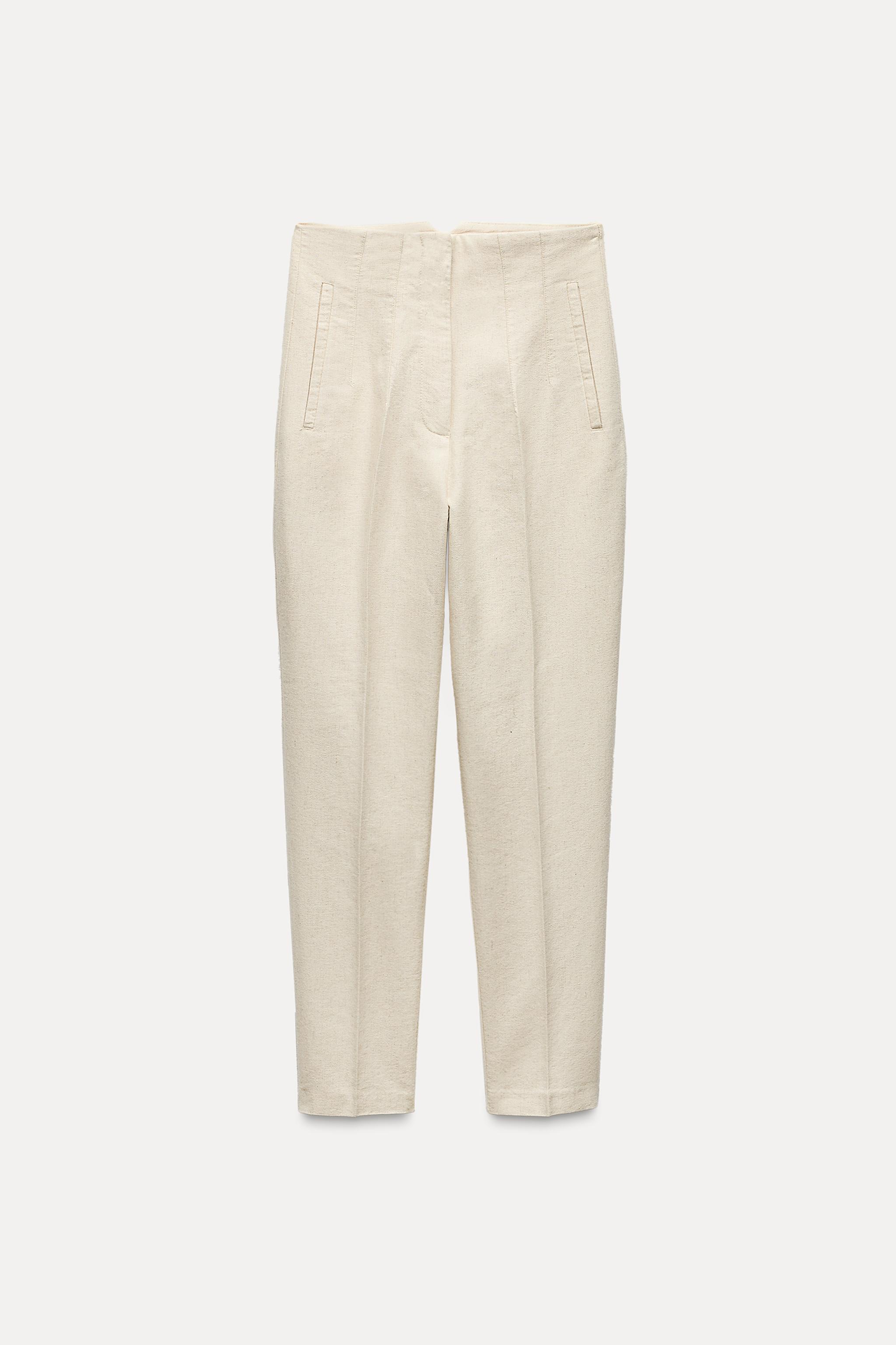 RUSTIC HIGH WAISTED PANTS Light beige ZARA United States