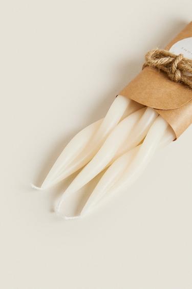 PACK OF DECORATIVE SPIRAL DINNER CANDLES (PACK OF 3) - Light ecru by Zara - Image 2