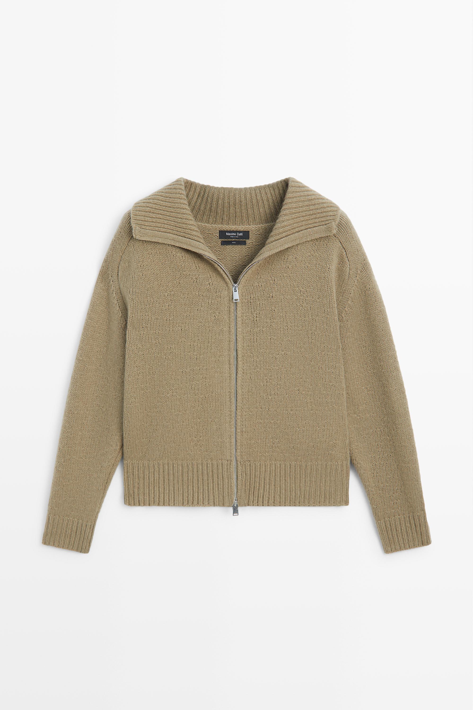 Cardigan en maille 100 % laine à fermeture Éclair