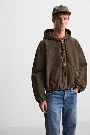 BLOUSON EN DENIM À CAPUCHE - Marron de Zara - Image 5