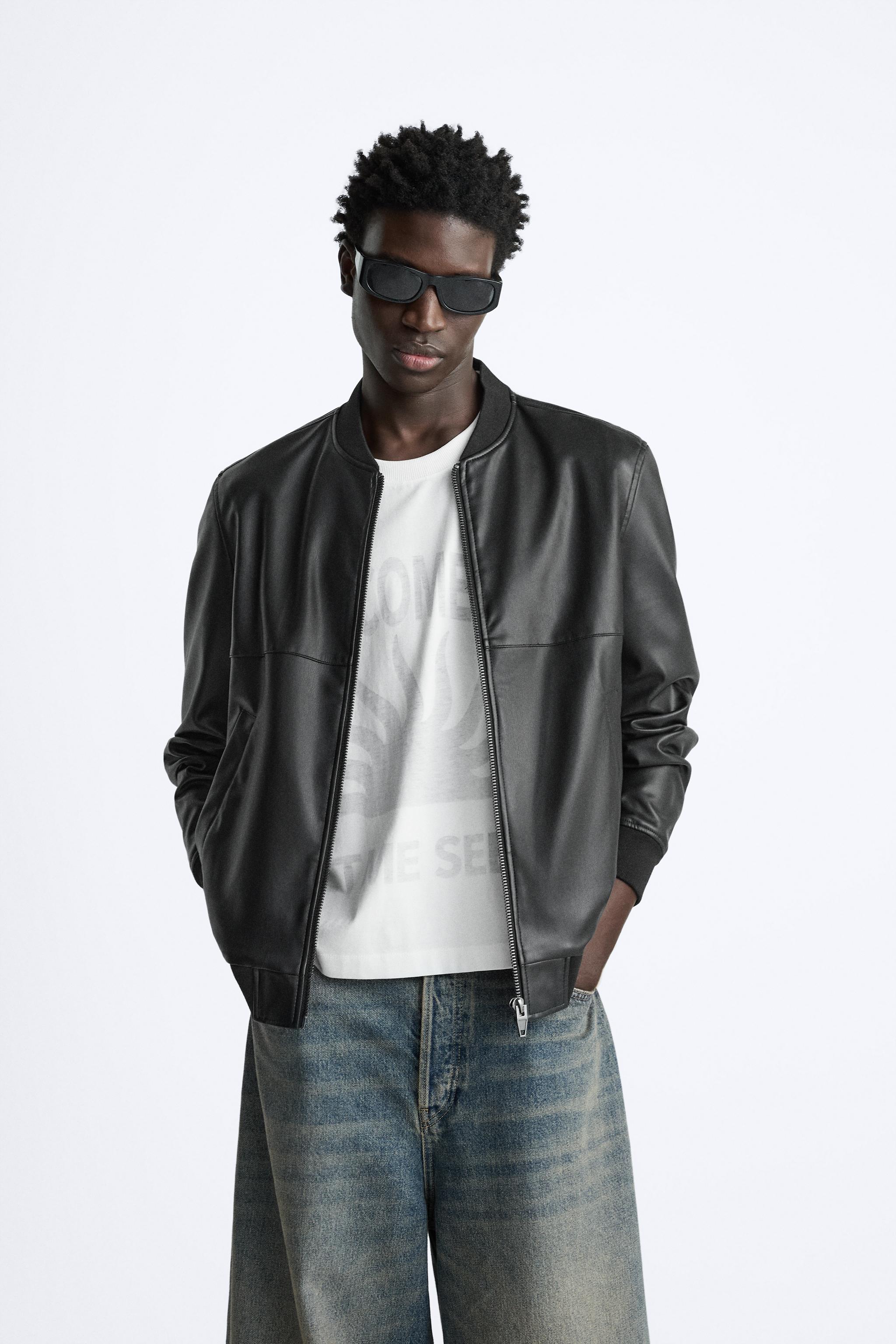 Veste en cuir zara homme sale