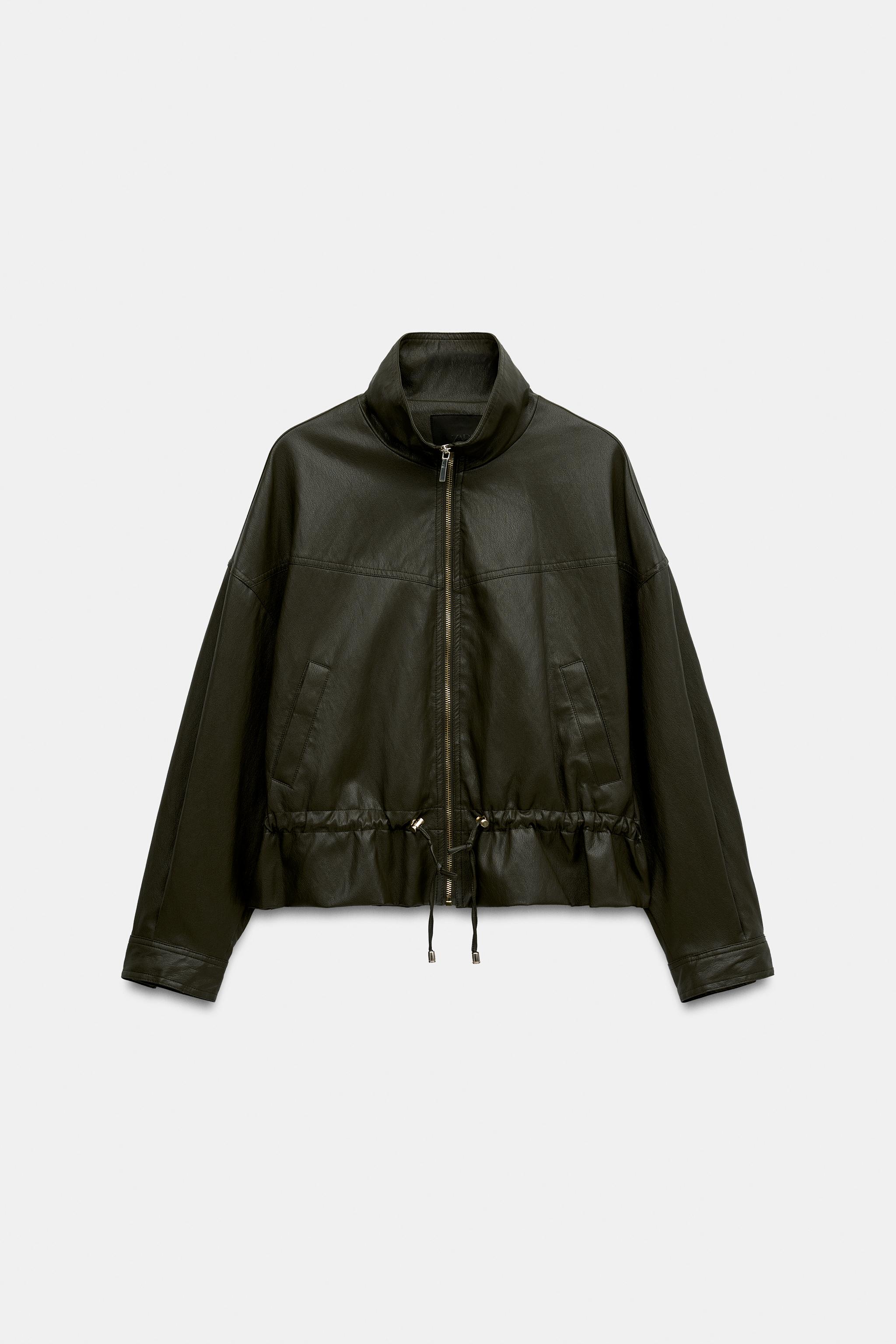 FAUX LEATHER DRAWSTRING JACKET