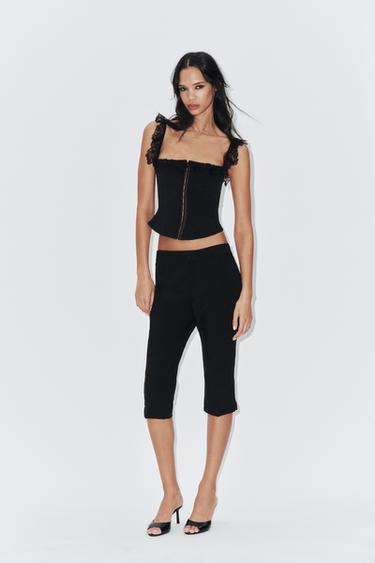TOP CORSETERO ENCAJE - Negro de Zara