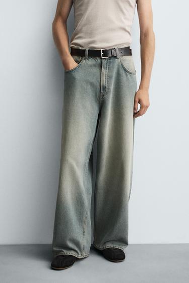 Zara BAGGY FIT JEANS - Blue / Green