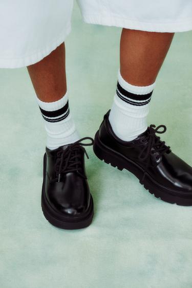 TRACK SOLE DERBY SHOES - Black by Zara - Image 0