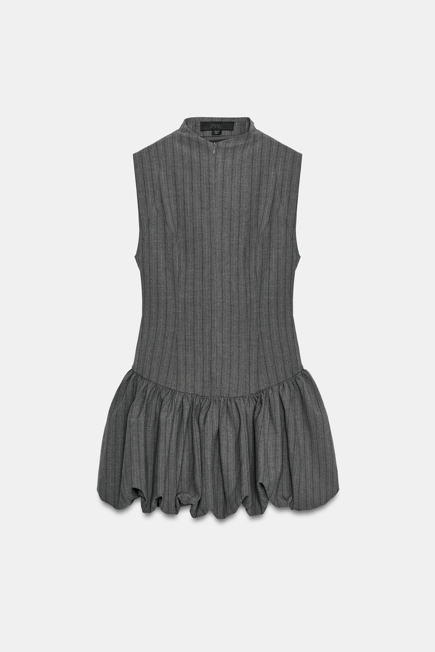 Женское платье Zara Bubble Hem Mini, цвет: Серый