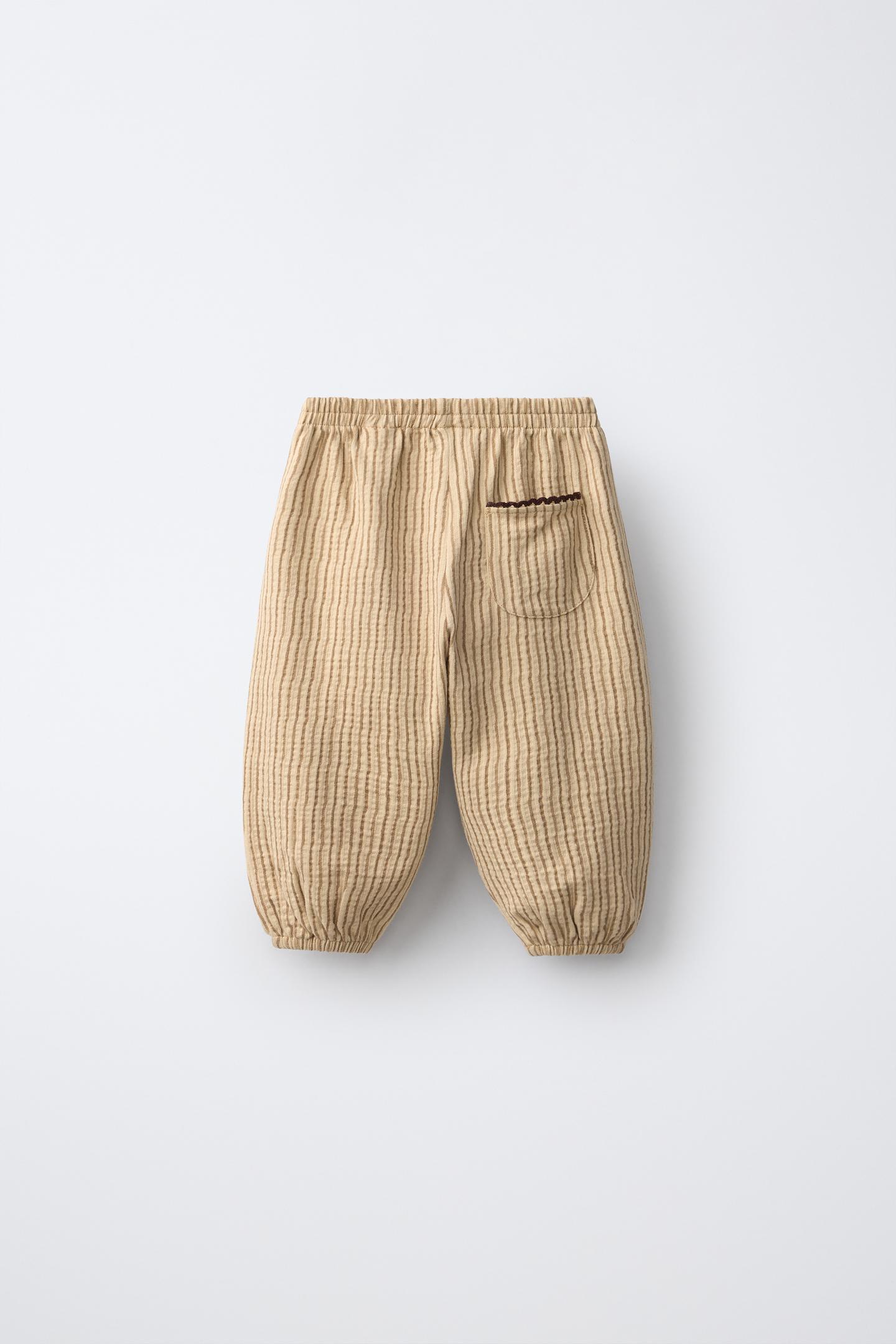 Детские брюки Zara Textured Striped, цвет: Ocher — фото 2