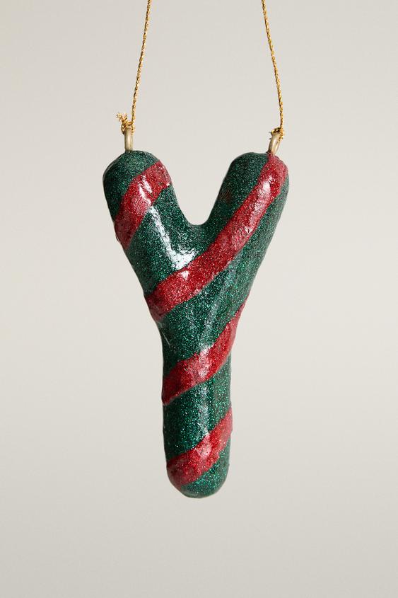 Y-LETTER STRIPED CHRISTMAS TREE ORNAMENT - BLUE UTOPIA by Zara - Image 0