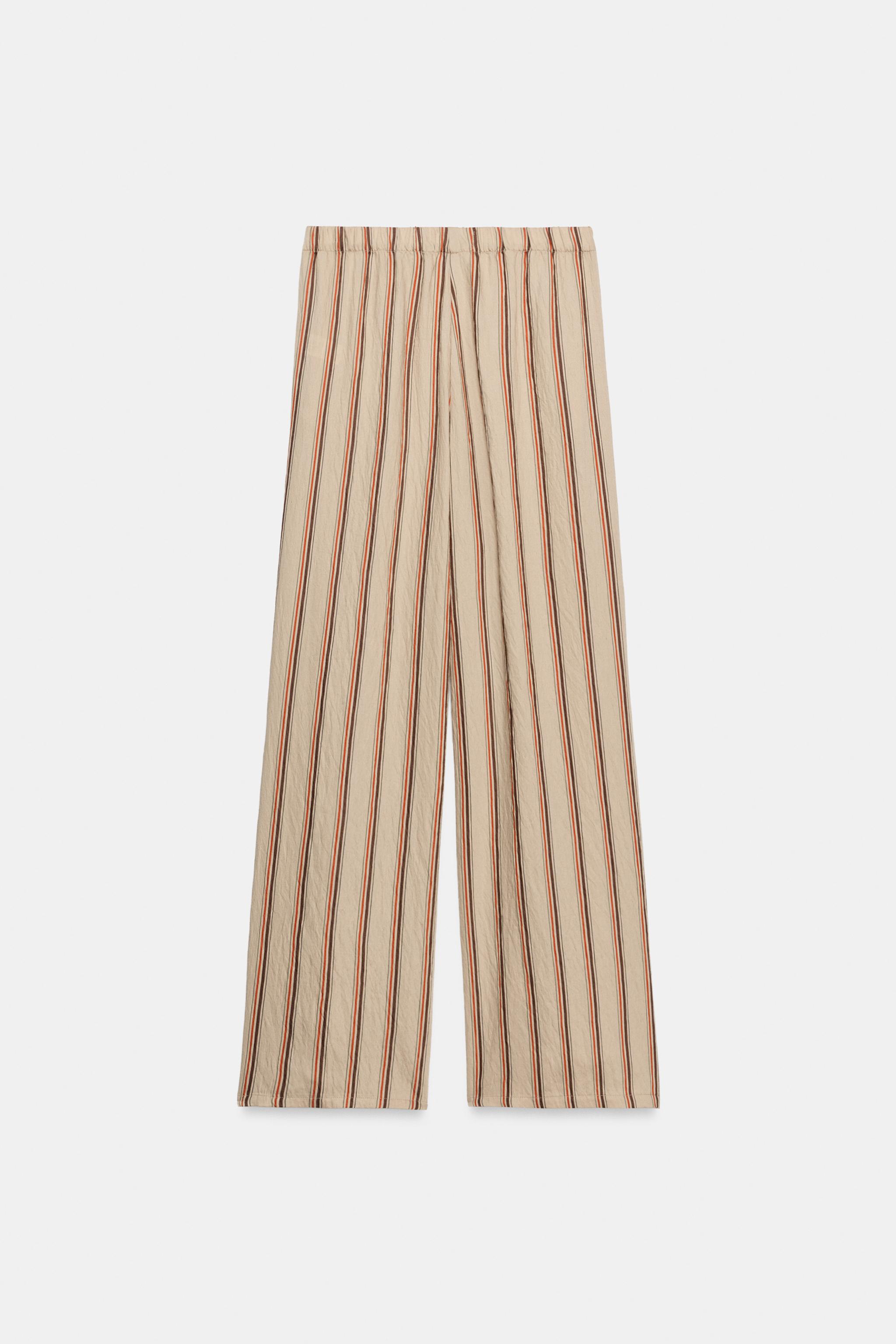 Женские брюки Zara STRIPED FLOWY PANTS — фото 6