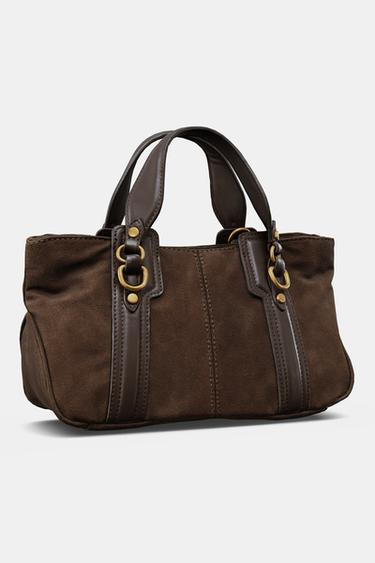BOLSA MINI TOTE BAG COM ANÉIS - Marrom da Zara - Imagem 0