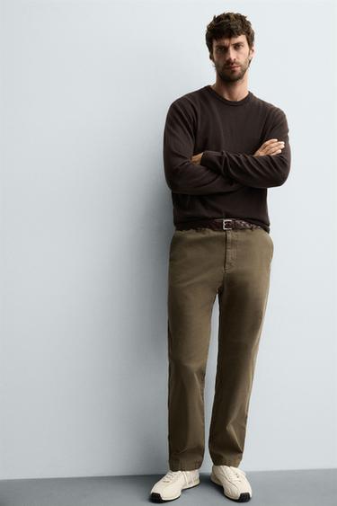 PANTALON STRAIGHT FIT SERGÉ - Kaki foncé de Zara - Image 5