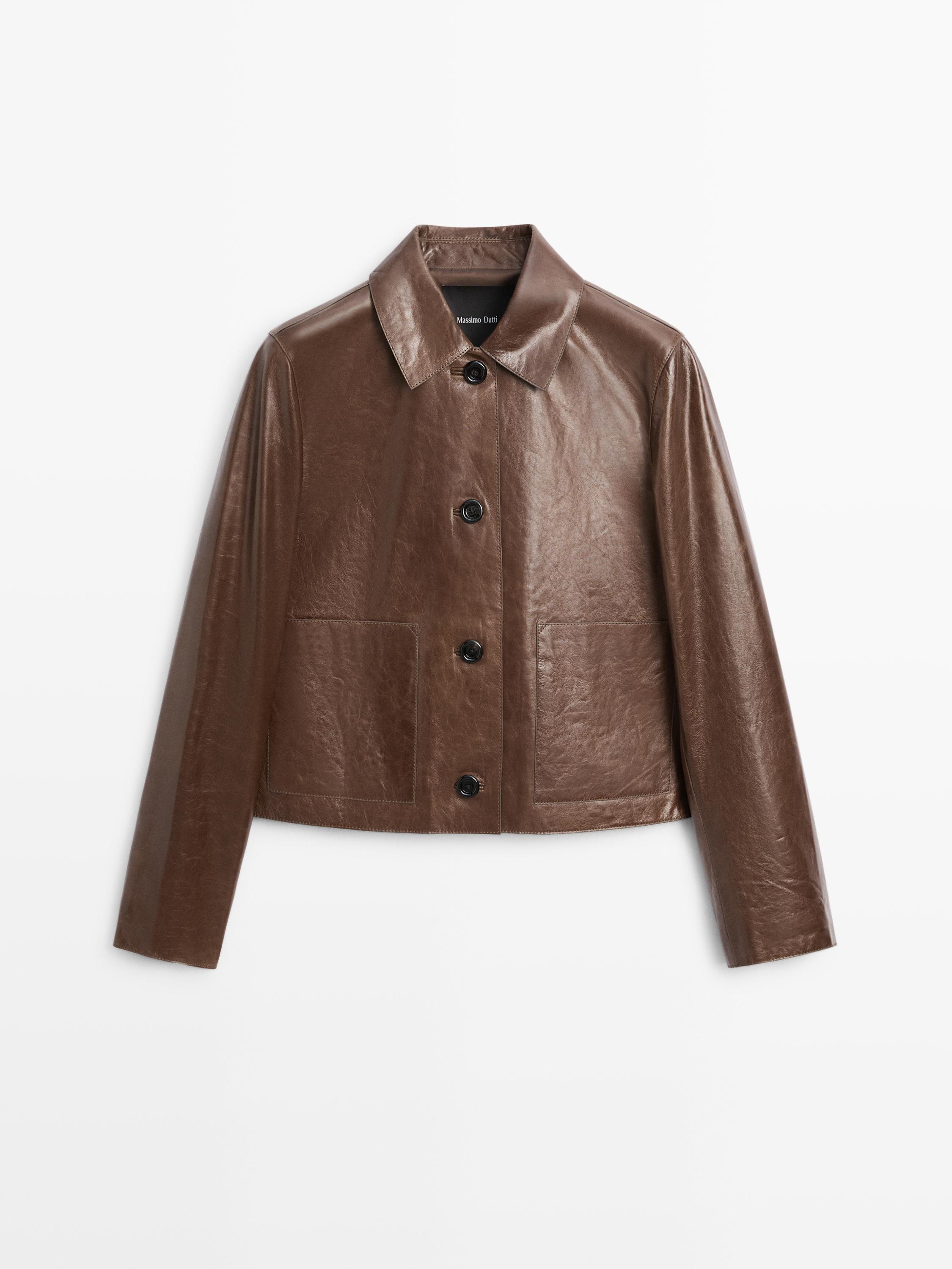 Veste courte en cuir nappa