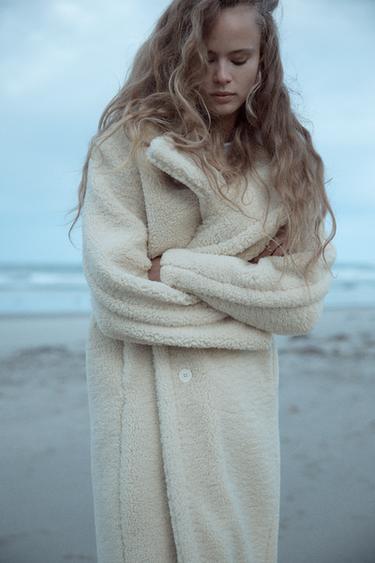 LONG FAUX SHEARLING COAT - Oyster-white de Zara - Image 1