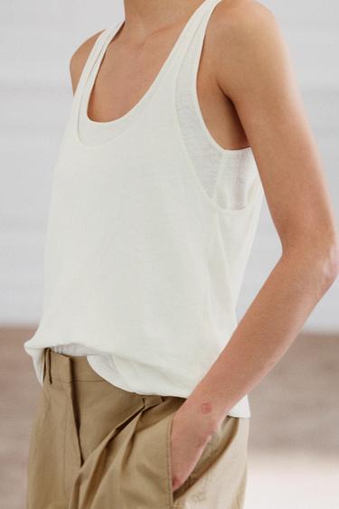 TOP EN COTON ET LIN - Écru de Zara - Image 3