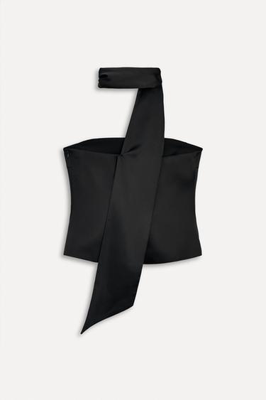 SATIN SCARF TOP 50TH ANNIVERSARY - Black by Zara - Image 2