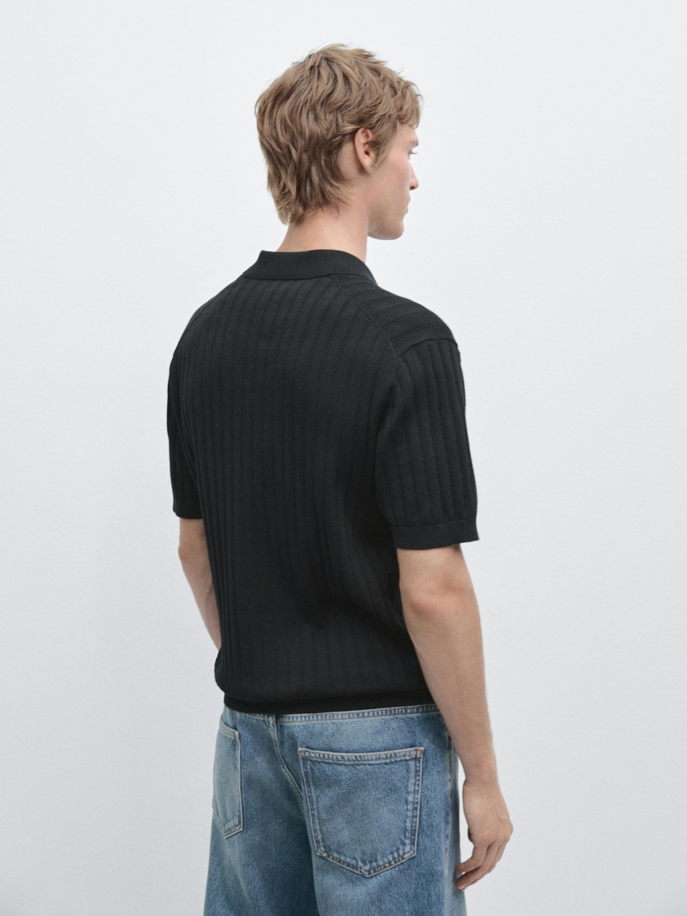 Cable-knit polo sweater