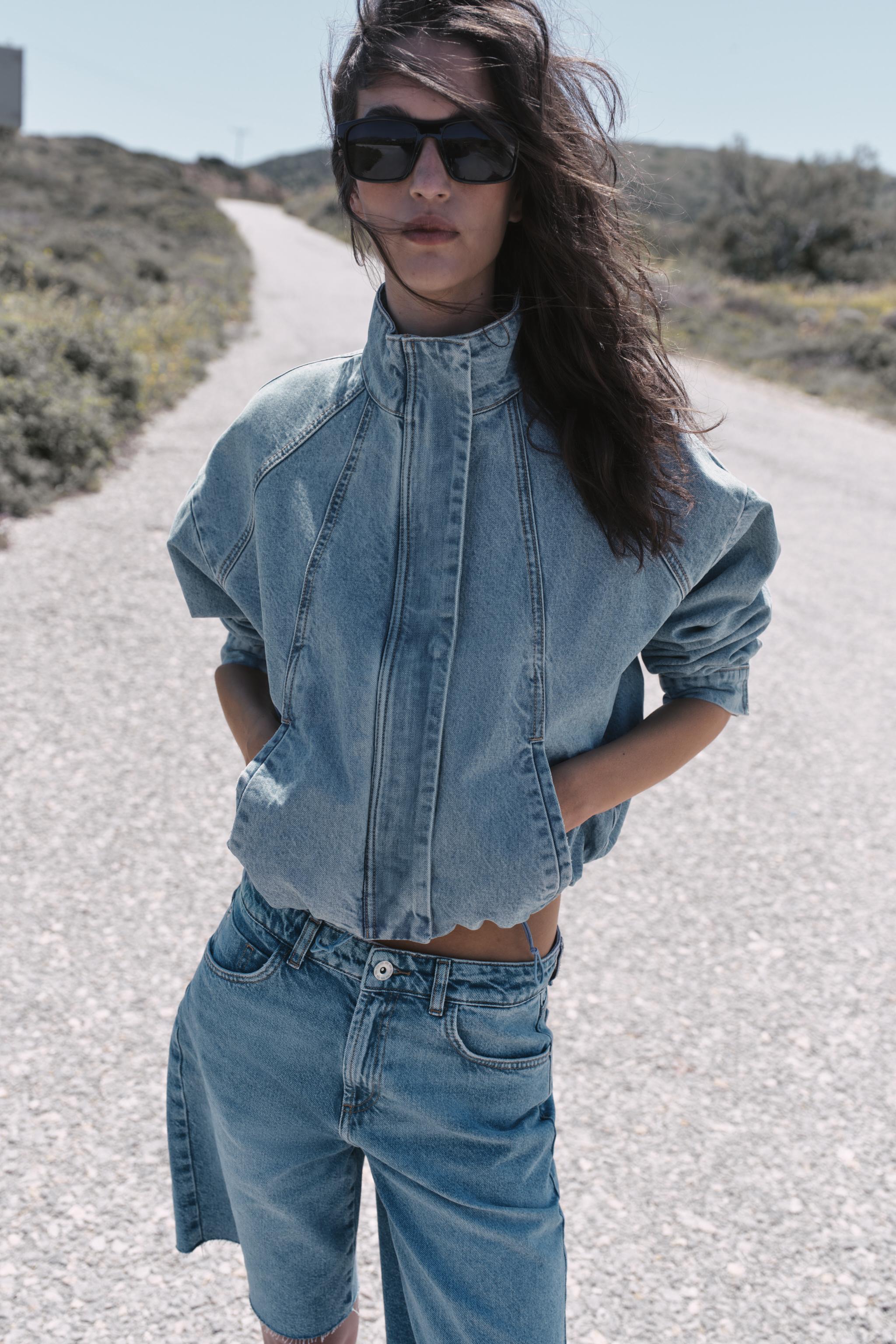 Z1975 HIGH NECK DENIM BOMBER JACKET