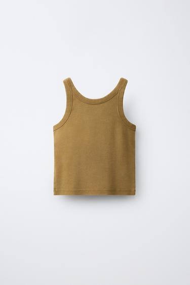 FADED RIB TOP - Dark olive by Zara - Image 1