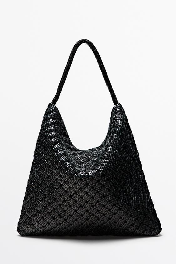 Zara Braided nappa leather bag - Black - Image 0
