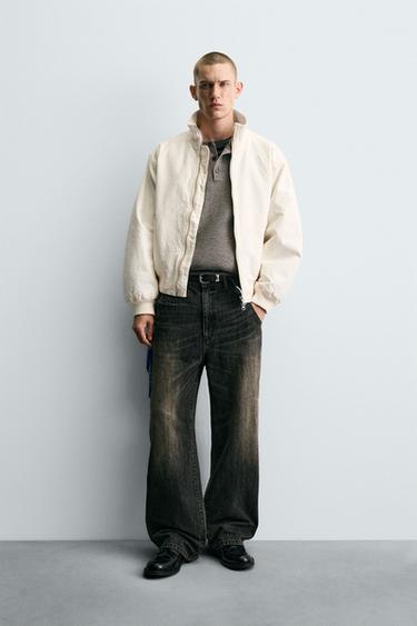 CRINKLE-EFFECT BOMBER JACKET - Ecru by Zara