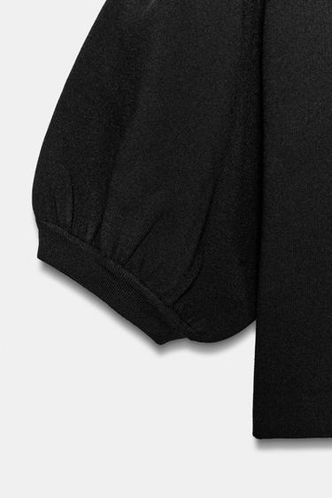 TOP EN MAILLE À MANCHES BOUFFANTES - Noir de Zara - Image 7
