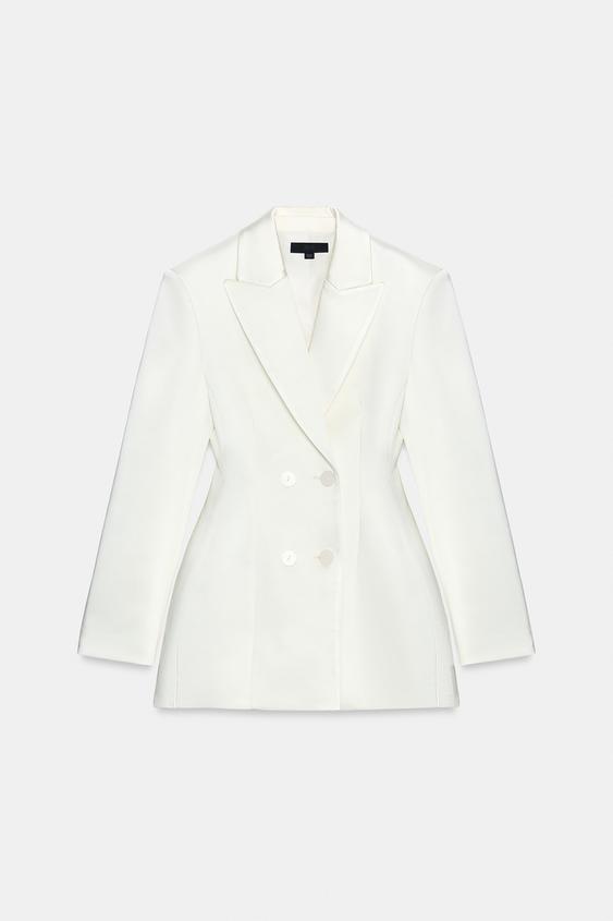 SATIN DOUBLE-BREASTED BLAZER DRESS - Oyster-white by Zara - Image 0