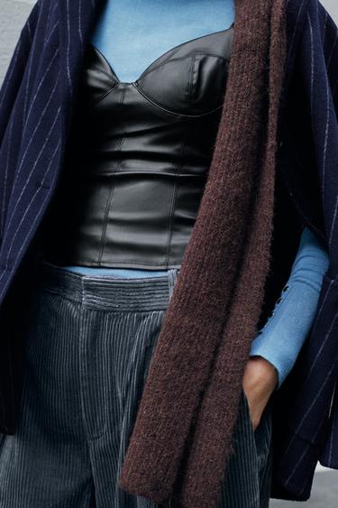 FAUX LEATHER CORSET TOP - Black by Zara