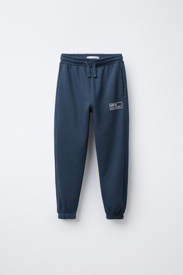 ENSEMBLE SWEAT À CAPUCHE ET PANTALON DE JOGGING INSCRIPTION - Bleu moyen de Zara - Image 4