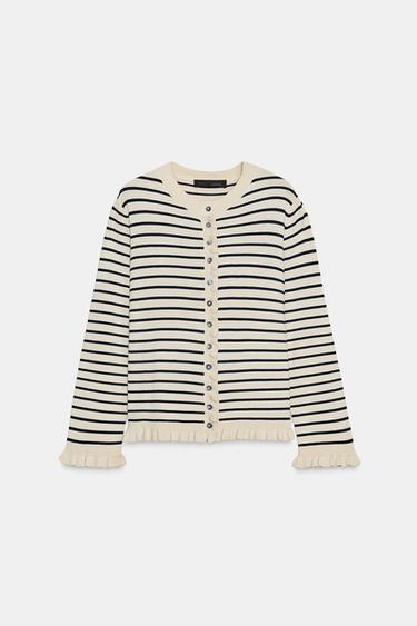 ÁO KHOÁC DỆT KIM RÁP BÈO - sọc từ Zara