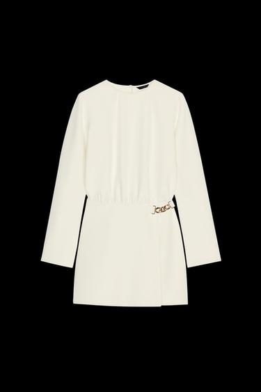 GOLD CHAIN CREPE PLAYSUIT - Ecru by Zara - Image 0