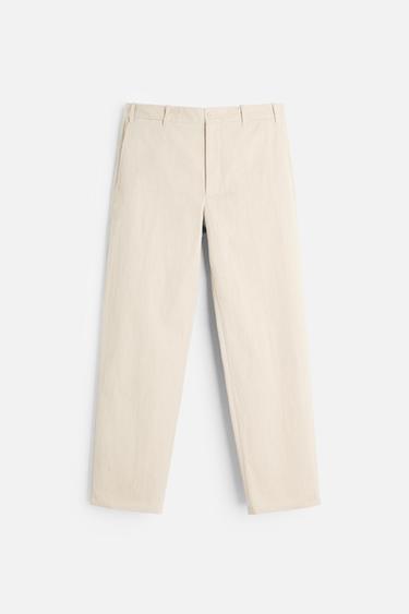 STRAIGHT-LEG CHINOS - Ecru by Zara
