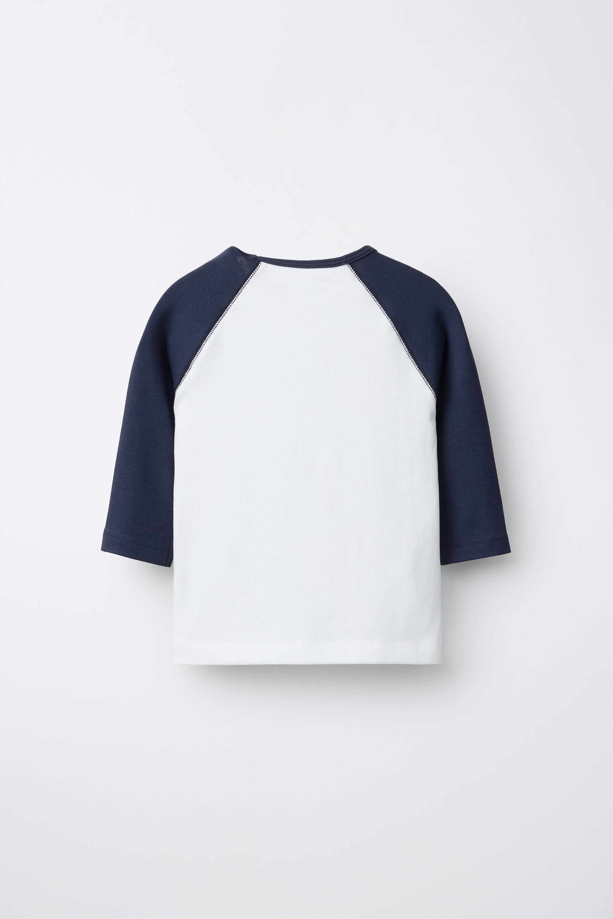 RAGLAN SLEEVE T-SHIRT WITH TEXT AND MODAL