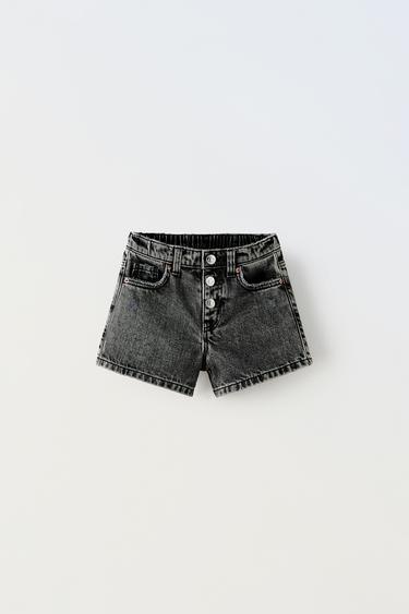 SHORT EN JEAN DÉCHIRÉ - Noir de Zara