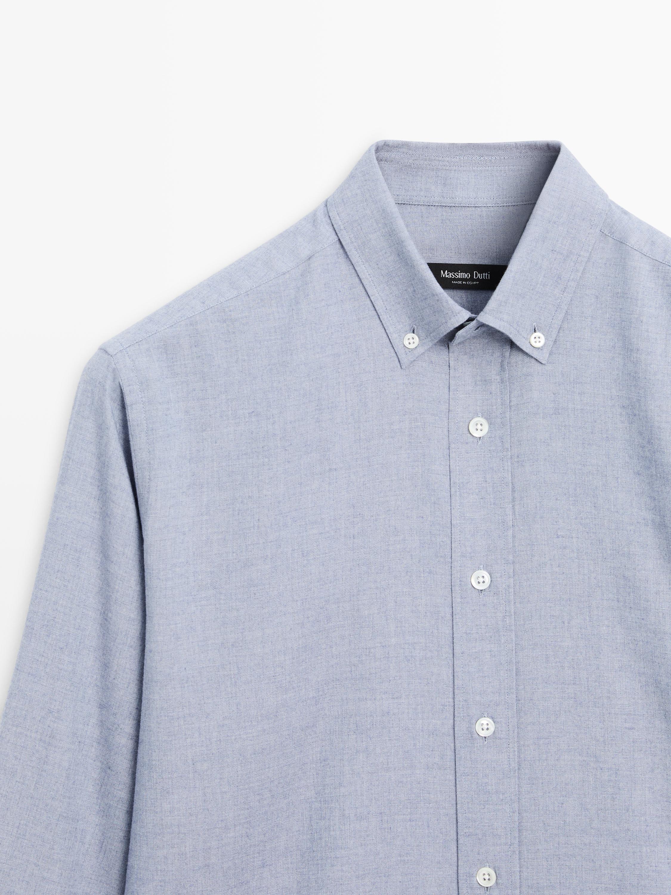 Regular-fit melange cotton shirt