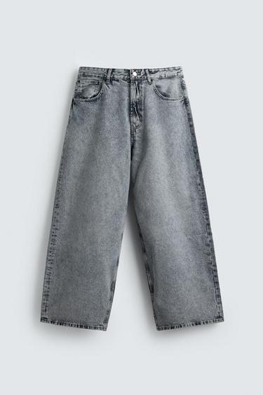 WIDE BAGGY FIT JEANS - Grey / Blue by Zara