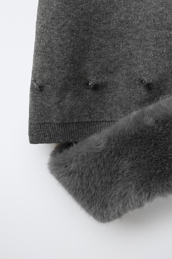 ROBE EN MAILLE BAS EFFET EFFET FOURRURE - Gris de Zara - Image 3