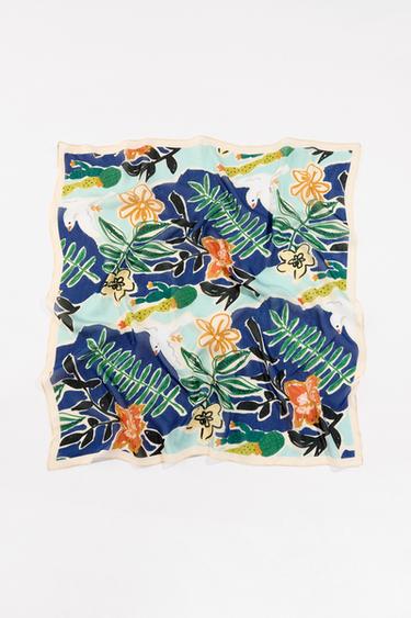 Zara MODAL PRINT SCARF - Bluish
