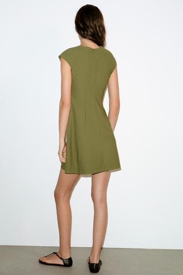 ROBE COL EN V CRÊPE - Vert pistache de Zara - Image 4