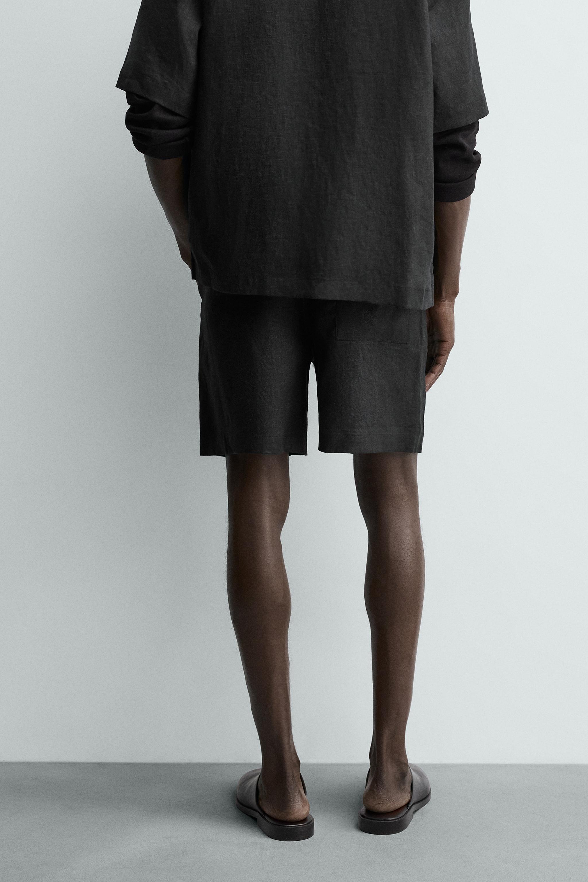 Мужские шорты Zara 100% LINEN RELAXED FIT SHORTS — фото 3