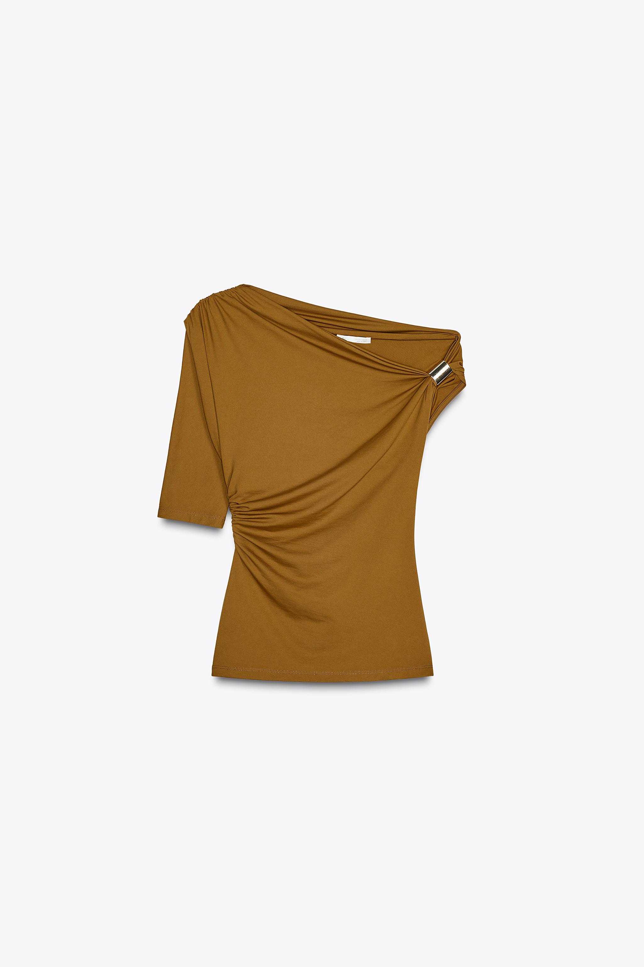 ASYMMETRIC POLYAMIDE TOP - Mustard | ZARA United States