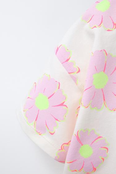T-SHIRT IMPRIMÉ FLEURS - Écru de Zara - Image 3