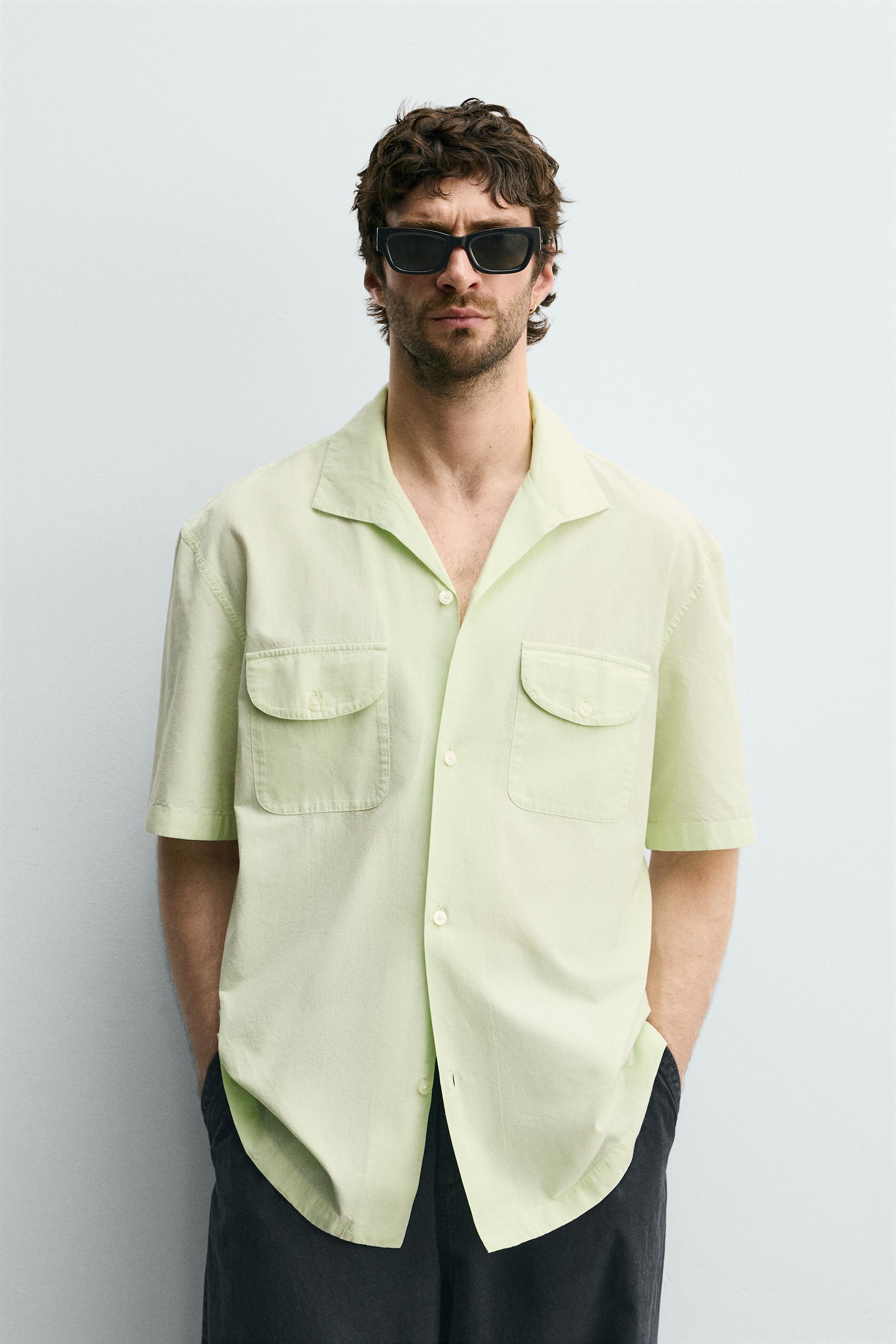 REGULAR FIT POCKET SHIRT - Light lime green | ZARA United States