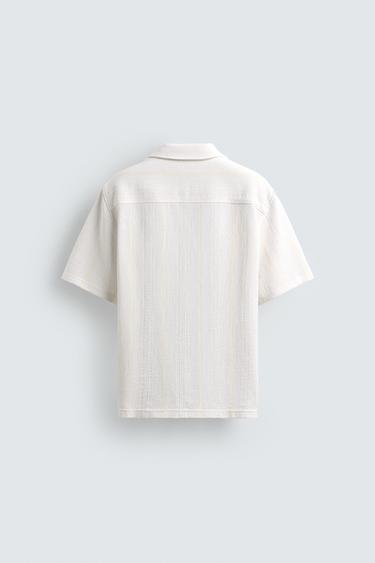 REGULAR FIT STRIPED JACQUARD SHIRT - Oyster-white by Zara - Image 7