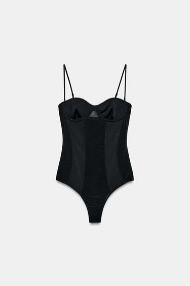 BODY À ARMARTURES AVEC POLYAMIDE - Noir de Zara - Image 4