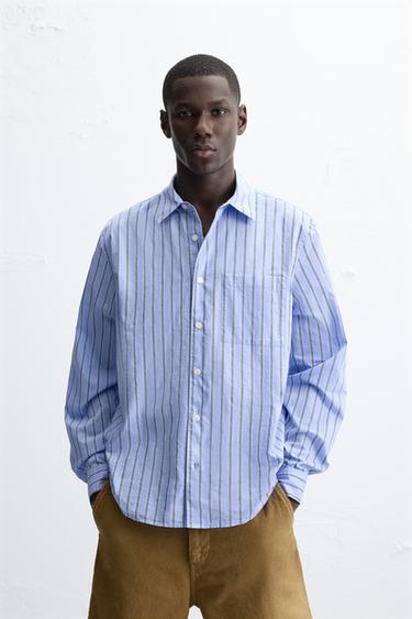 RELAXED FIT STRIPED SHIRT - Sky blue by Zara - Image 1
